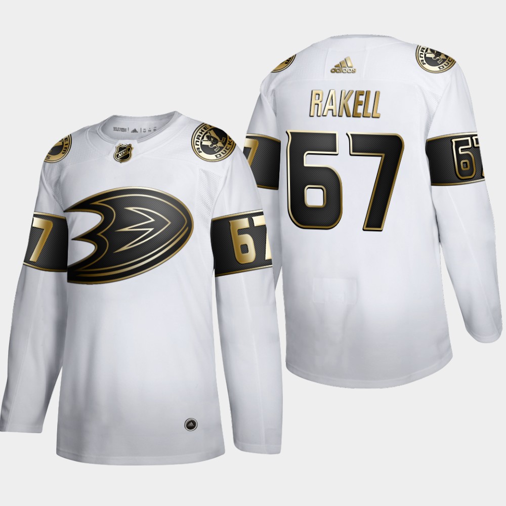 Anaheim Ducks 67 Rickard Rakell Men Adidas White Golden Edition Limited Stitched NHL Jersey